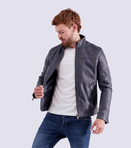 Chaqueta Para Hombre En Polipiel Cuello Alto Unser