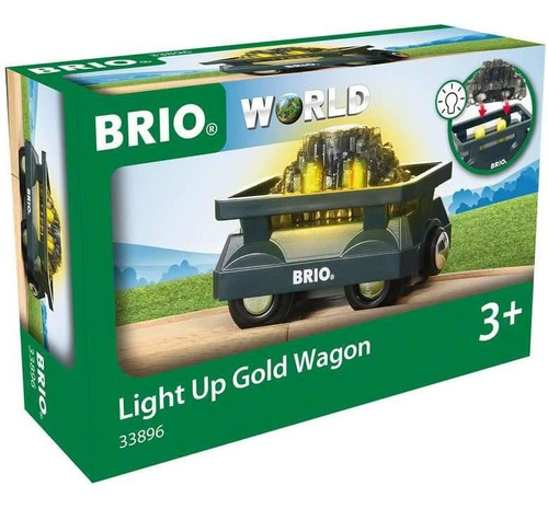 Juguete Brio World 33896 Light Up Gold Wagon, color negro, con personaje de vagón dorado