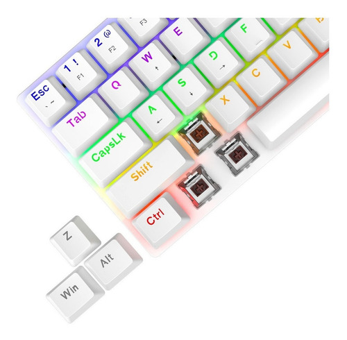 Imagen 4 de 7 de Teclado gamer T-Dagger Arena T-TGK321 QWERTY T-Dagger Brown inglés US color blanco con luz rainbow