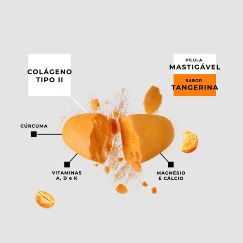Colágeno Tipo 2 Uc-ii®, Vitamina C E Magnésio Tangerina