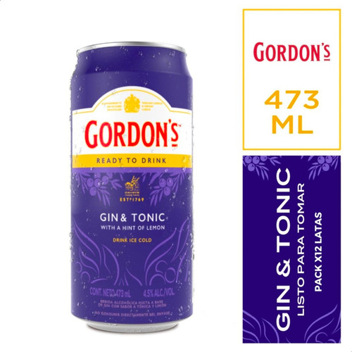 Gin Gordon's Tonic Ready To Drink Pack X12 