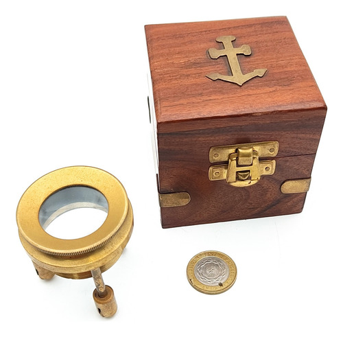 Lupa Cartografica Antigua De Bronce (caja Madera) - Nautico (Usado)