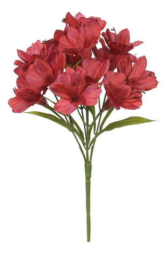 Buque De Flor Astromelia Cetim X15 Flores Marsala 34cm