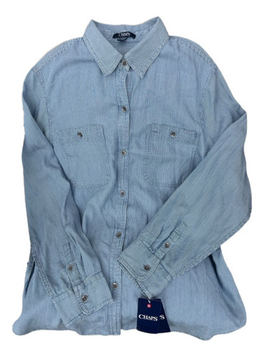 Camisa Para Mujer Azul A Rayas Chaps By Ralph Lauren