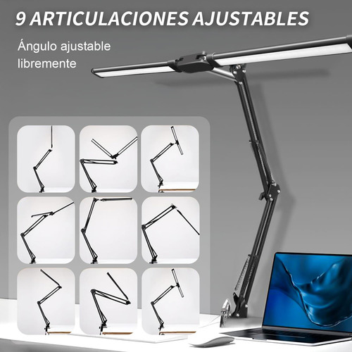 Lámpara De Escritorio Led Con Brazo Flexible De 360°luces De