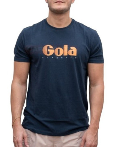 Remera Gola Azul Marino Institucional Logo Naranja! Original