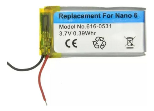 Batería Pila 616-0531 Compatible iPod Nano 6 6g Gen A1366