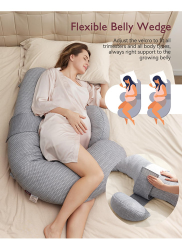 Almohada De Embarazo Original En Forma De F Gris Capa De Aire - Gris Nombre Del Diseño