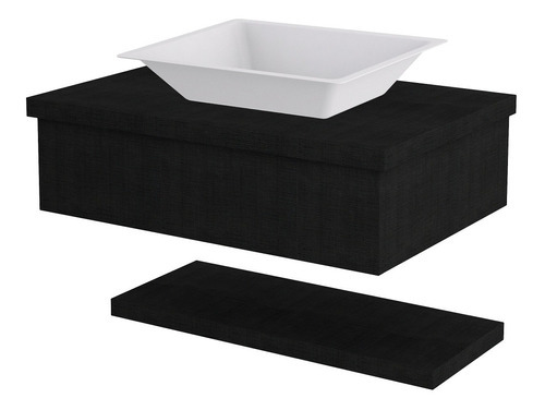 Bancada Metrópole 605w 60cm C/cuba Rt45 E Prateleira Cor da pia Branco Cor do móvel Preto onix