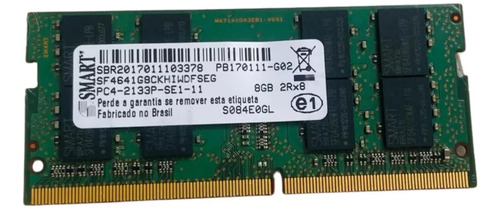 Memoria Smart Ddr4 8gb Notebook Pc4-2133p 2rx8