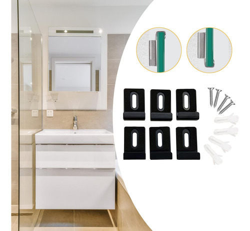 6x Clips De Espejo De Metal Con Tornillos Para Exhibiciones