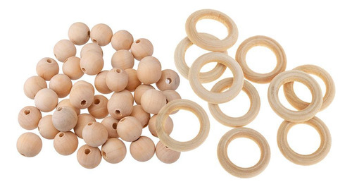 60 Anillos De Perlas Artesanales De Madera Natural Sin Pinta