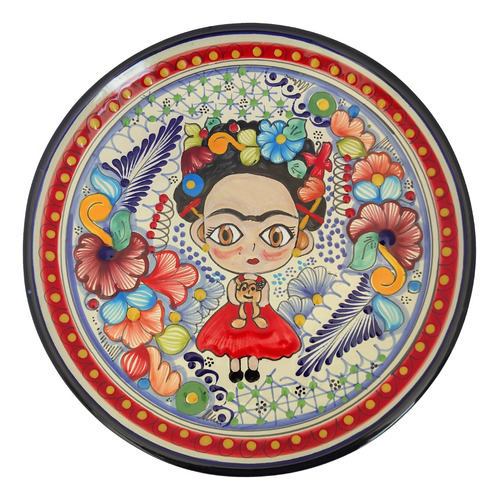 Plato De Talavera Con Frida Kahlo. Incluye Base Para Plato