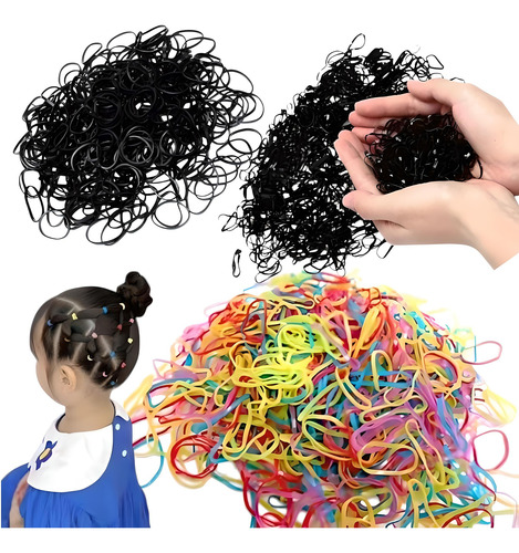 Ligas Elásticas Cabello Peinados Mayoreo 30 Mujer Mixto Niña Mixto Ligas Negras Y De Colores