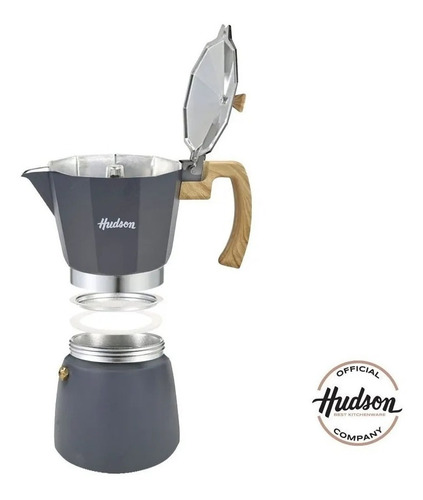 Imagen 3 de 6 de Cafetera Hudson Gris Estilo Italiana 9 Pocillos 450 Ml