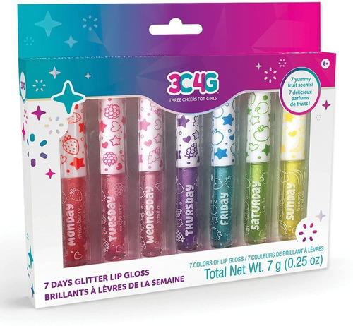 Set De Brillo De Labios Con Purpurina Para Niñas Pack X7 Un