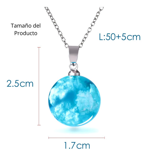 3pzs Collar Dije Cielo Nubes Brilla Oscuridad Moda Calidad Color Celeste