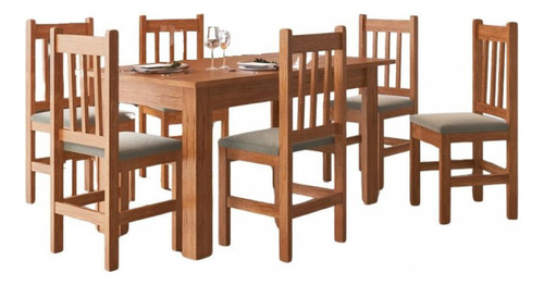 Conjunto Mesa Com 6 Cadeiras 120/15 Zamarchi Cor Canela/ Tec Joli Creme