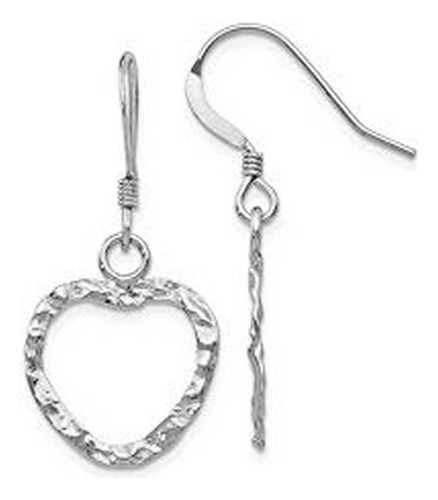 Aretes Anzuelo - Solid 925 Sterling Silver Textured Heart Sh