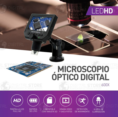 Imagen 3 de 10 de Microscopio Optico Digital 600x Electronico Pantalla Led Hd