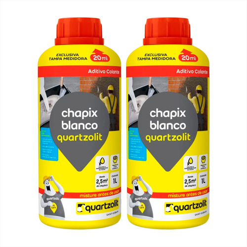 Chapix Blanco 1l Quartzolit Aditivo Colante Pa/ Chapisco 2un Acabamento Incolor Cor Branco Leitoso