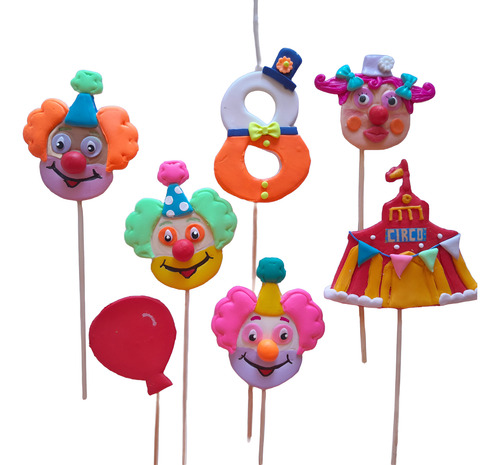 Adorno Torta Topper Porcelana F Payasos Circo Payamédicos X4 Amarillo Payasos Circo Payamédicos