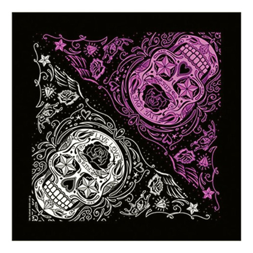 Hot Leathers Bandana De Calavera De Azúcar (negro, 21 X 21