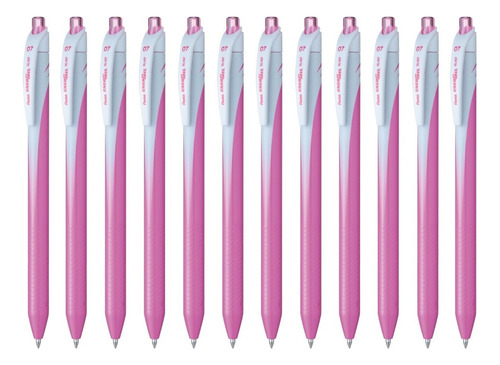 Bolígrafos Retráctiles Pentel Energel Bl437 0.7mm 12 Piezas Color De La Tinta Rosa