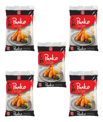 Farinha Para Empanar Tempurá Alfa Panko Flocada 1kg Kit C 5