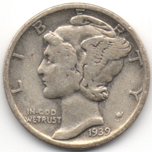 Estados Unidos 1 Dime 1939 Plata 0,900