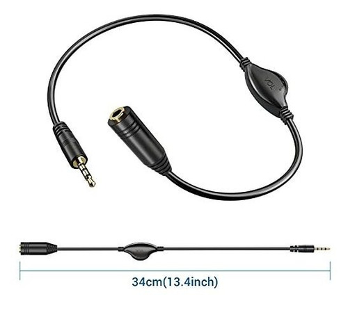 2 Cable Extension Audifono 0.138 in Microfono Dama Aux