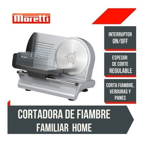 Imagen 2 de 3 de Cortadora De Fiambre Familiar Moretti Home-190 190mm