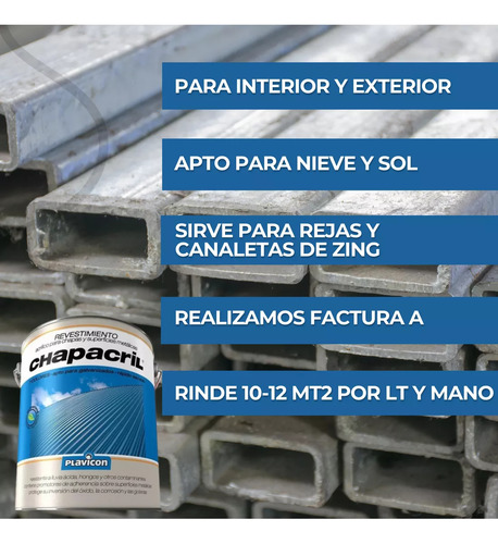 Pintura Recubrimiento Para Chapa Zinc Galvanizada 20 Litros