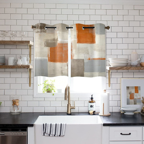 Burnt   Curtains Kitchen Cafe Curtains Window Drapes Tr...