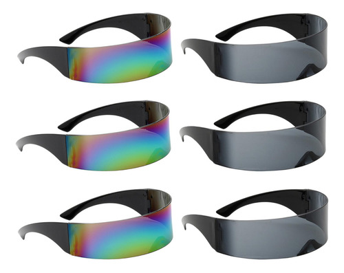 6 Piezas De Gafas De Sol Futuristas A La Moda Para Hombre Y
