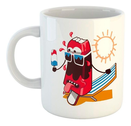 Taza De Ceramica Helado Tomando Sol Verano Summer