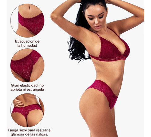 Conjunto De Lencería Sexy Encaje Tanga Para Mujer Calzone