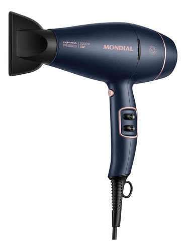 Secador De Cabelo Mondial Scp-01-ir Infra Red 2000w Íons Cor Azul/golden Rose