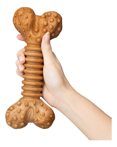 Osso Mordedor Para Cães Sabor Bacon Resistente Germanhart Cor Marrom