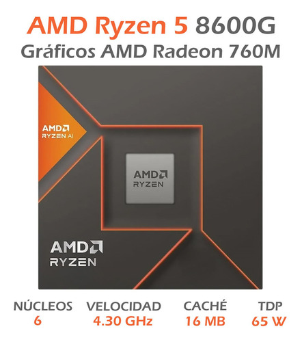 Procesador Amd Ryzen 5 8600g 4.3 Ghz Six Core Socket Am5