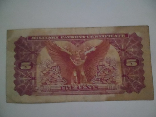 Billete Military Payment Militar Five Cents Original