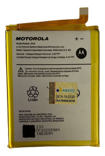Bateria Motorola One Fusion Xt2073-2 Jk50 Org Envio Grátis
