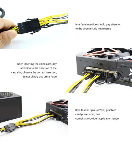Cable Adaptador Pci-e De 6 Pines A Doble 6 Y 8 Pines Grafica