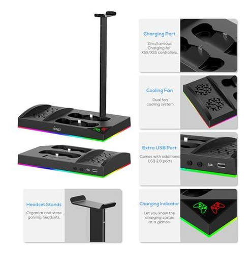 Estación De Carga Con Ventilador De Refrigeración Rgb Mejora