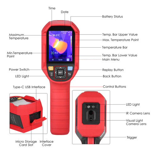 Cámara Termográfica Tft Con Pantalla Nocturna Lcd Uni-t Imag