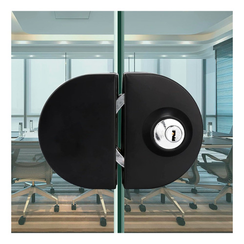 Cerradura Para Puerta De Vidrio Blindex Montante Inomax Im8006-n Acero Inoxidable Negra No Requiere Perforación 3 Llaves