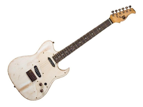 Guitarra eléctrica AXL Badwater Eldorado AT-820 de aliso crackle brown y white con diapasón de palo de rosa