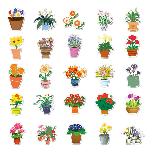 Adesivos De Grafite De Plantas E Flores Em Vasos De Calcoma