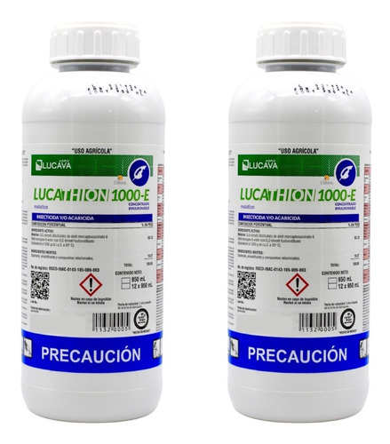 Paquete De 2 Lucathion 1000 E Insecticida Acaricida 950 Ml