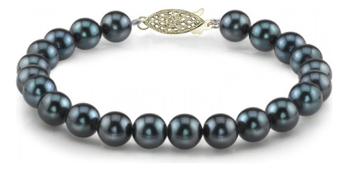 Pulsera Japonesa De Perlas Negras Cultivadas De Akoya